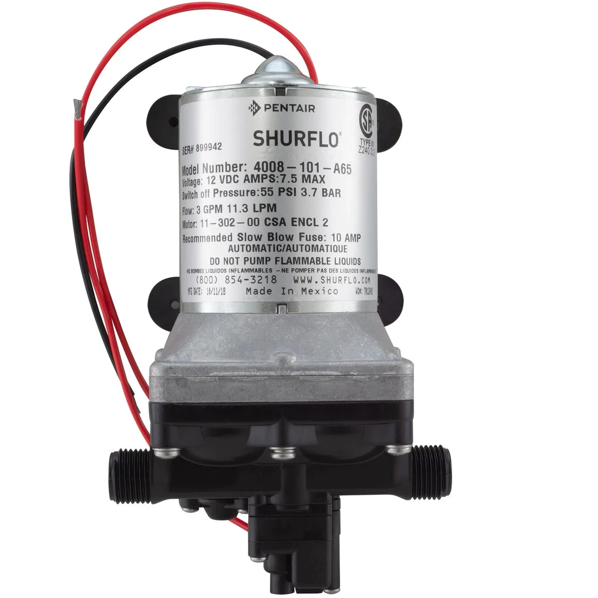 Rv Water Pump 12V 55Psi - Shurflo By-Pass Pump 4008-101-A65 4008-131-A65 Electric