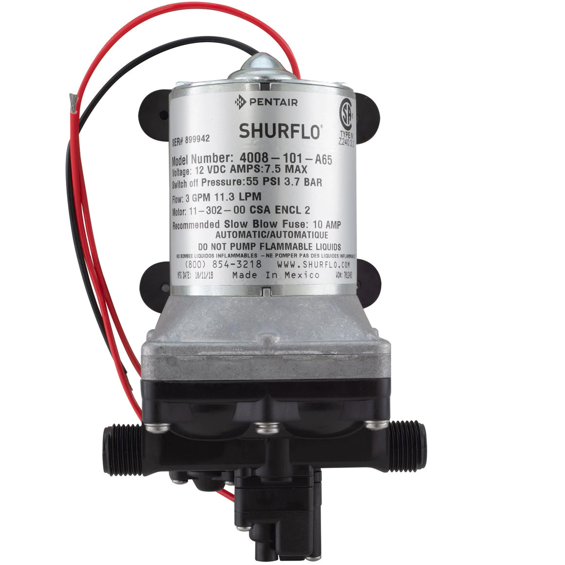 Rv Water Pump 12V 55Psi - Shurflo By-Pass Pump 4008-101-A65 4008-131-A65 Electric
