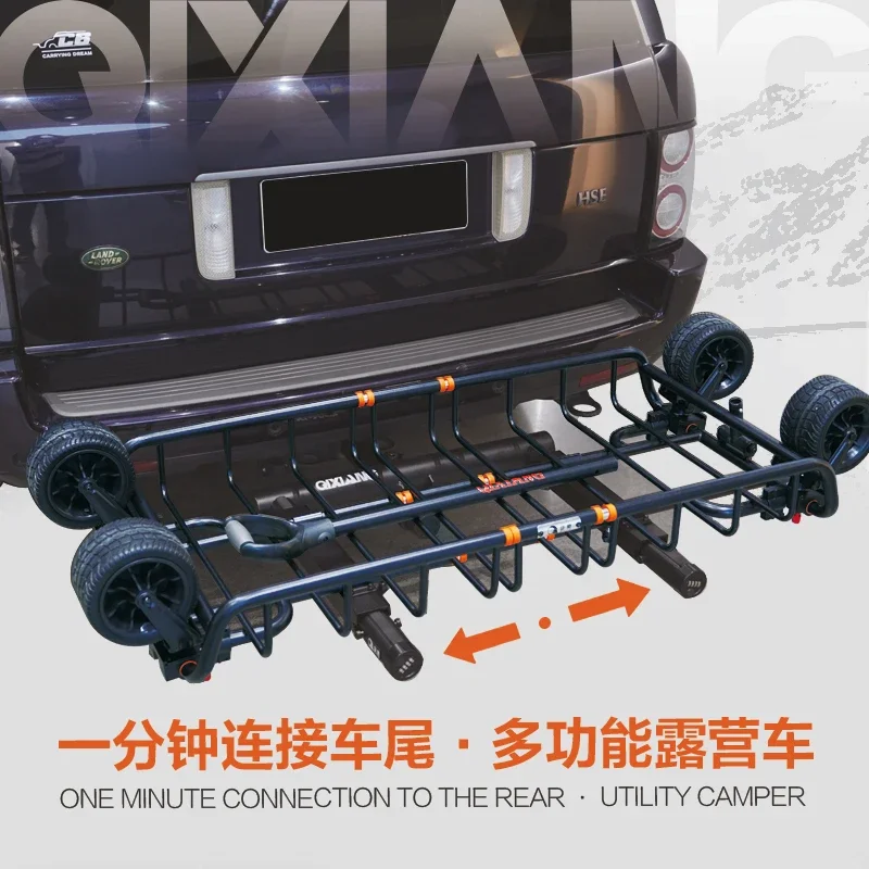 Camper Trailer Roof Rack - Multifunctional camper four-wheel hand-pulled luggage rack