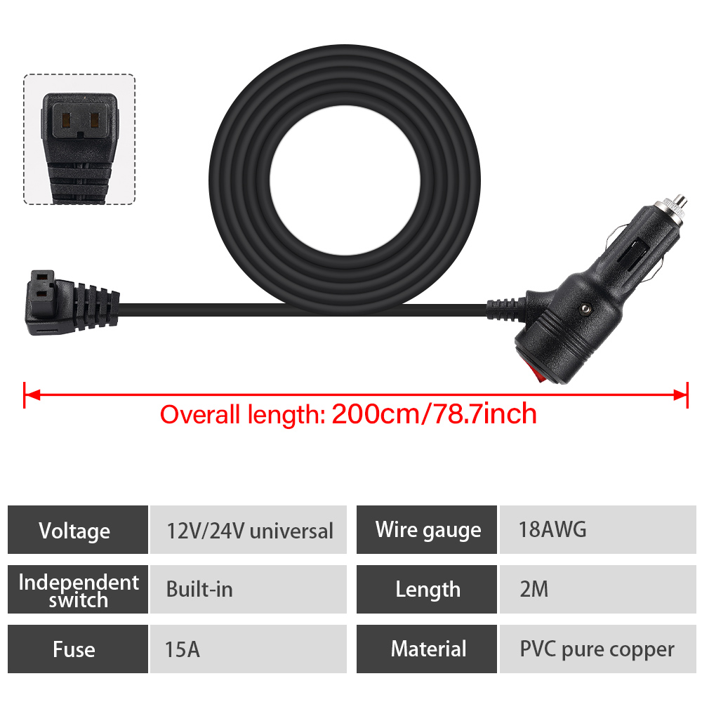 2M 18AWG Car Fridge Cigarette  - 12V Fridge Freezer Rv ulasan dan harga