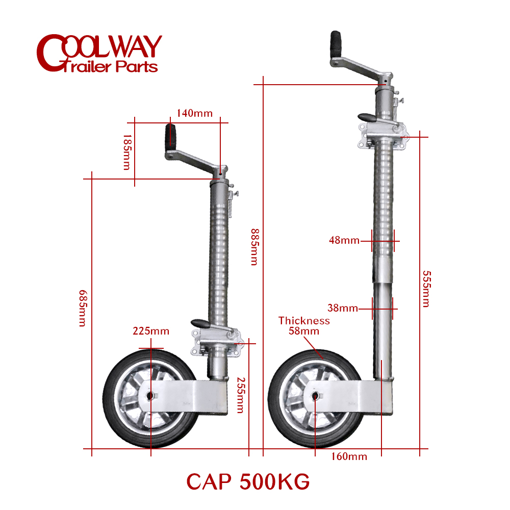 Heavy Duty 48MM Ribbed Trailer - Camper Trailer Jockey Wheel ulasan dan harga